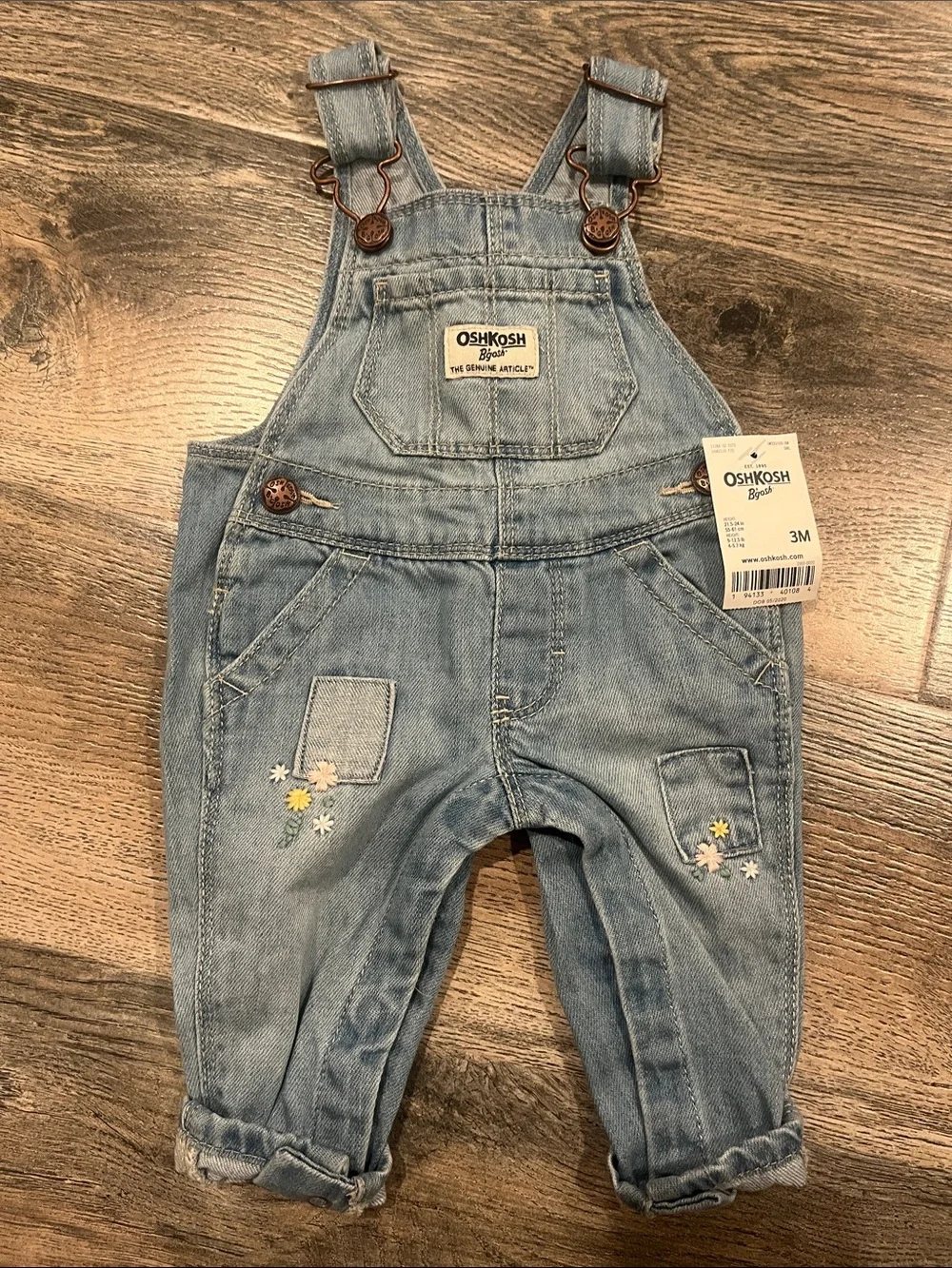 OshKosh B'gosh Light Blue Denim Baby Overalls - 3M
